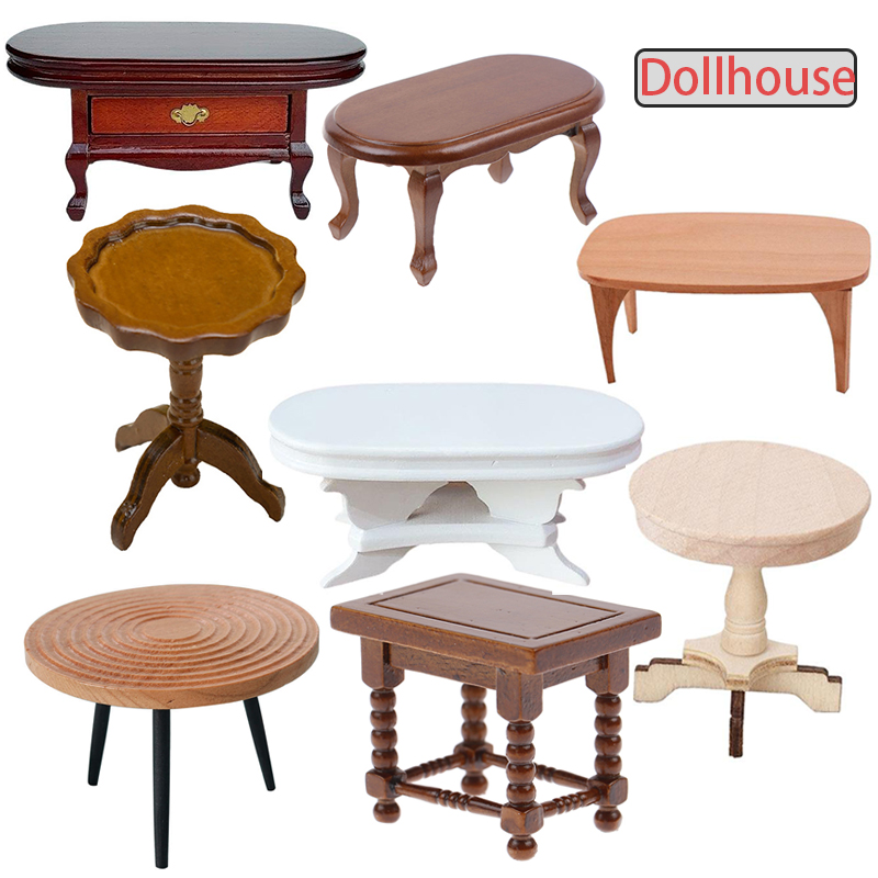 Outdoor Furniture Wood - 1:12 دمية مصغرة طاولة مستديرة طاولة