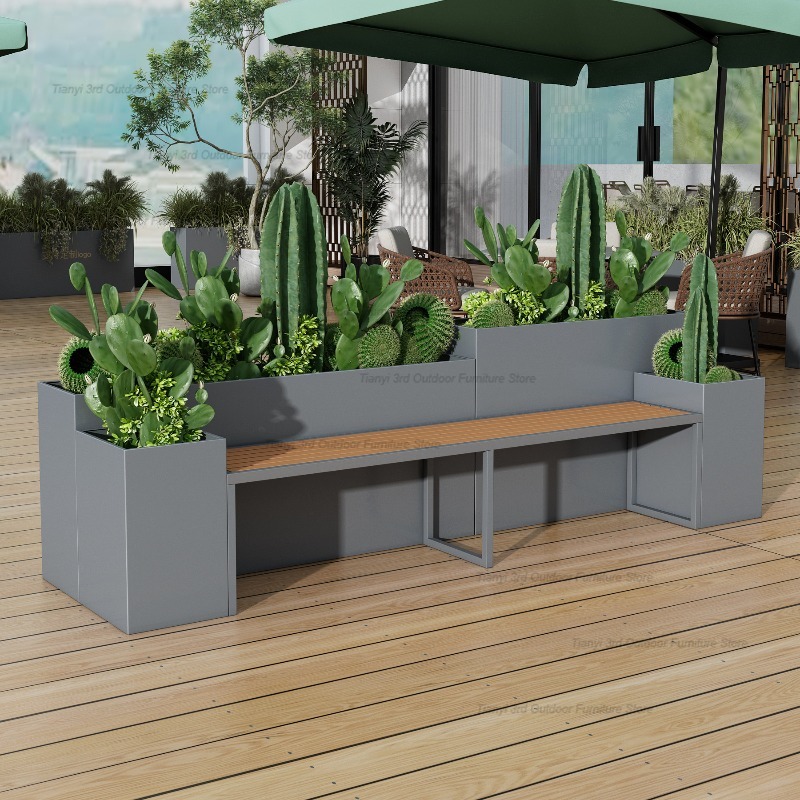 Outdoor Furniture Bench - مقعد زهور خارجي من الفولاذ المقاوم