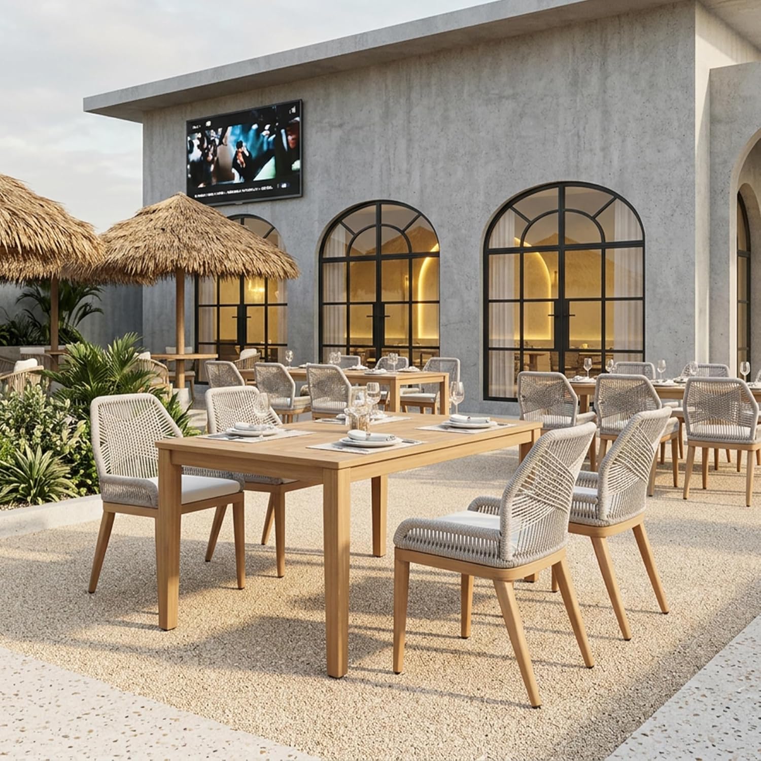 Outdoor Furniture Dining Set - طقم كراسي طعام خارجية حديثة من