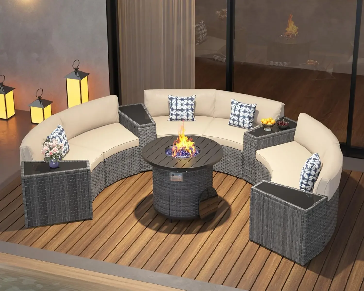 Outdoor Furniture Material - مجموعة أثاث الفناء مع طاولة حفرة