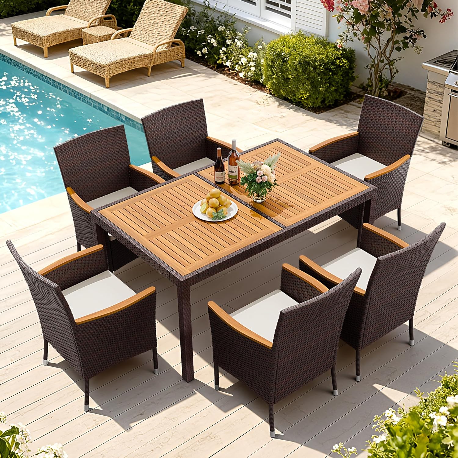 Outdoor Furniture Dining Set - طقم طعام خارجي مكون من 7