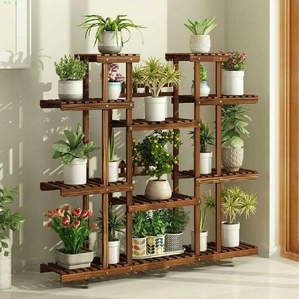 Outdoor Furniture On Sale - رف نباتي خشبي حامل أوعية الزهور