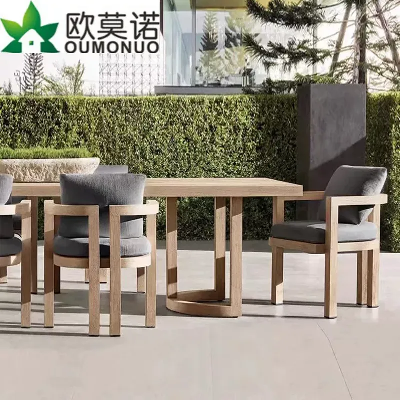 Outdoor Furniture Dining Set - طقم طعام خشبي خارجي بتصميم نوردي
