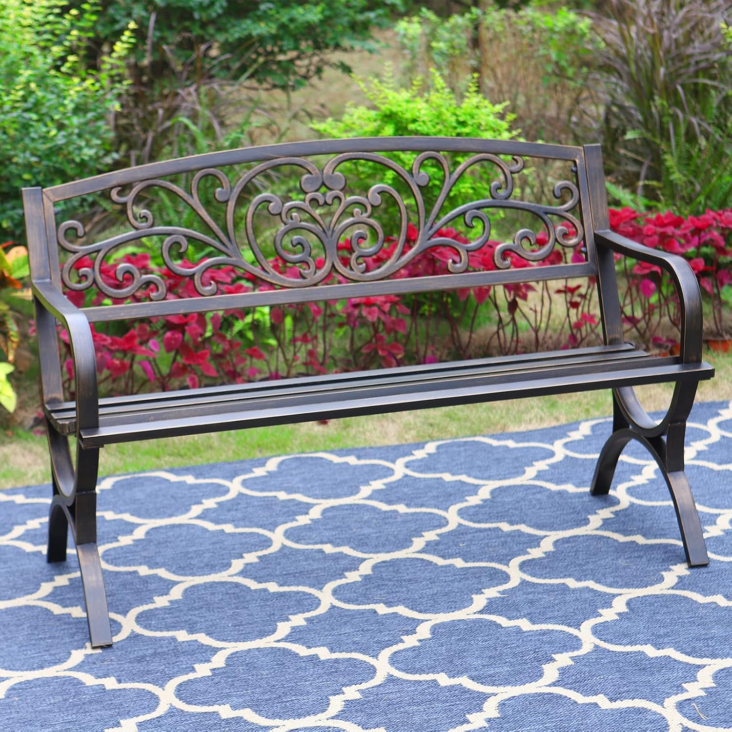 Outdoor Furniture Bench - مقعد حديقة خارجي برونزي مقاس 50