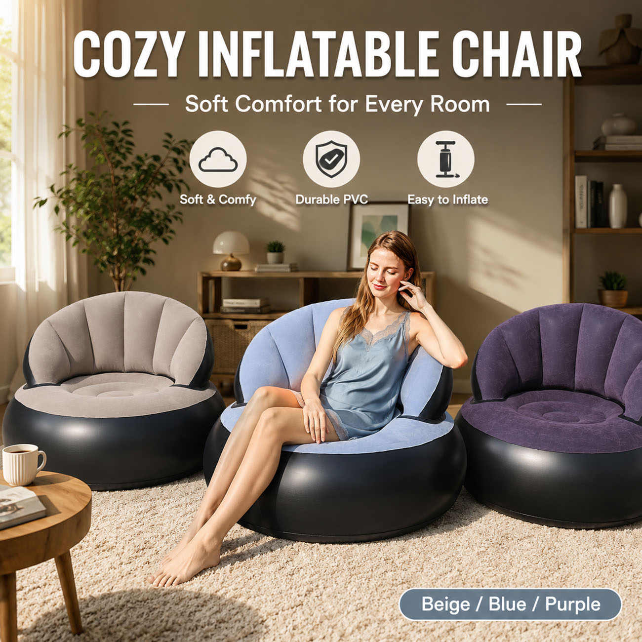Outdoor Furniture Material - كرسي قابل للنفخ للبالغين، كرسي استرخاء