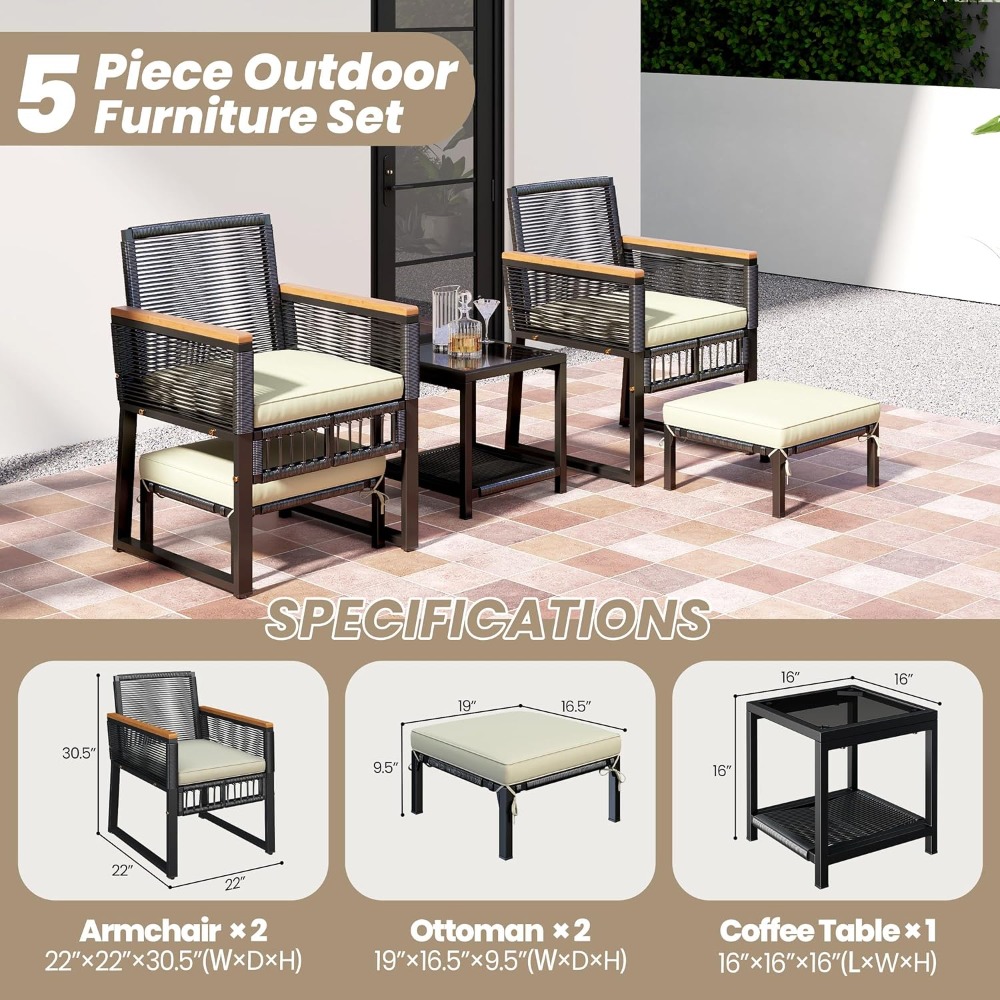 طقم جلوس خارجي من 5 قطع، مجموع - مراجعة Outdoor Furniture On Sale وسعره