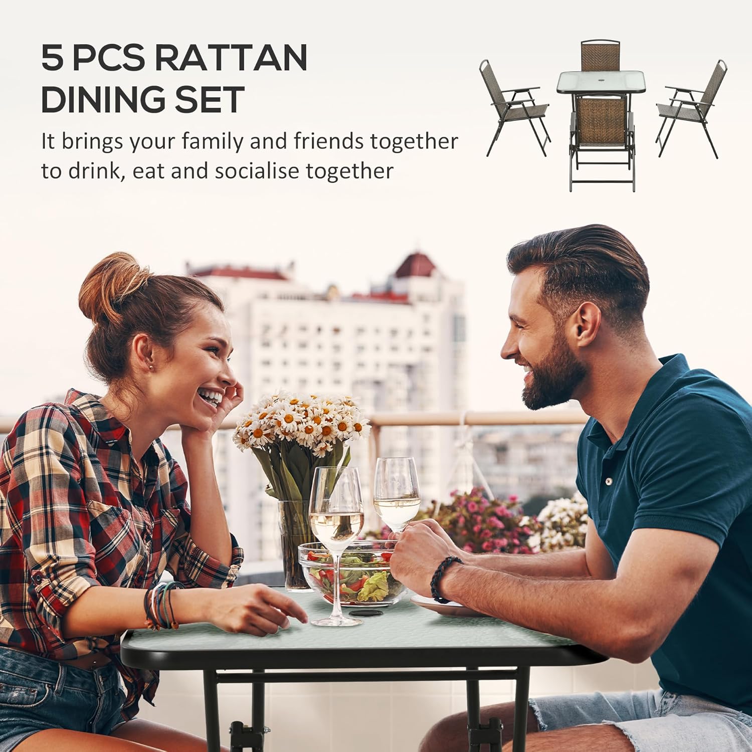 طقم طعام خارجي قابل للطي من 5  - مراجعة Outdoor Furniture Dining Set وسعره