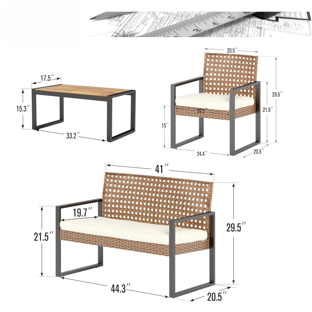 طقم أثاث خارجي من الخوص لـ 4 أ - مراجعة Outdoor Furniture Loveseat وسعره