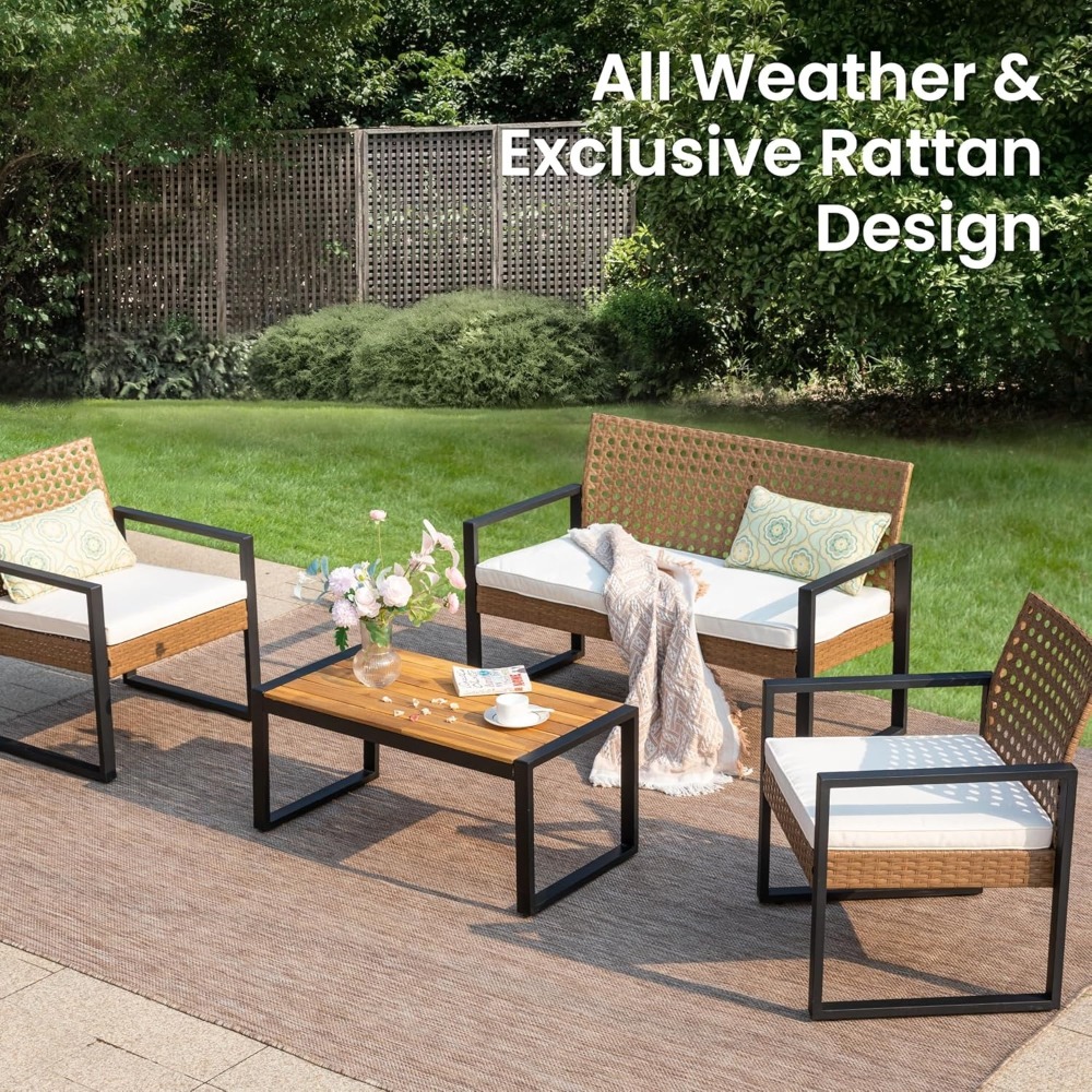 طقم أثاث خارجي من الخوص لـ 4 أ - مراجعة Outdoor Furniture Loveseat وسعره