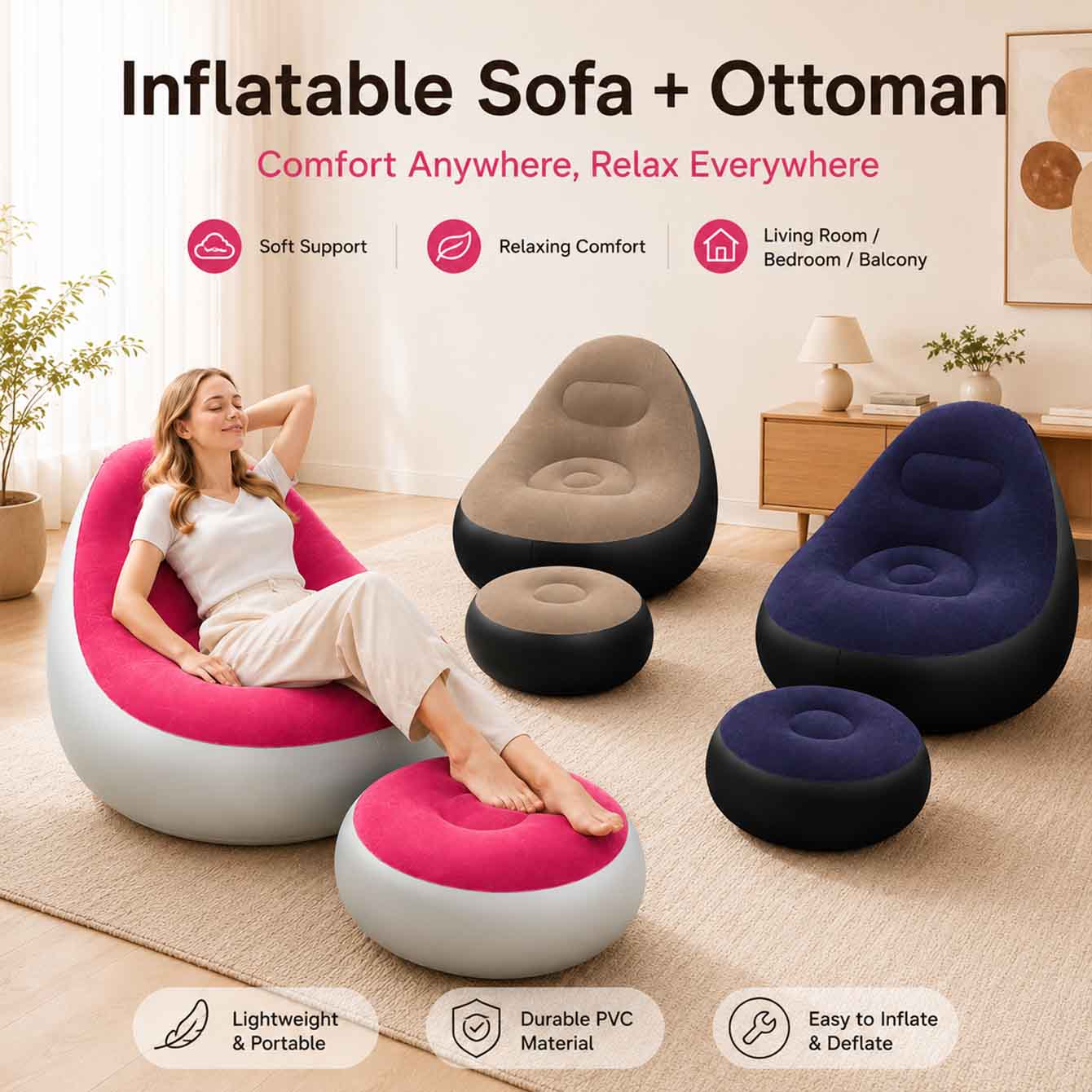 كرسي قابل للنفخ للبالغين، كراس - مراجعة Outdoor Furniture Material وسعره