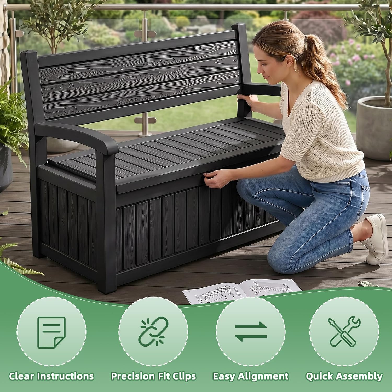 صندوق تخزين خارجي كبير مقاوم ل - مراجعة Outdoor Furniture Bench وسعره