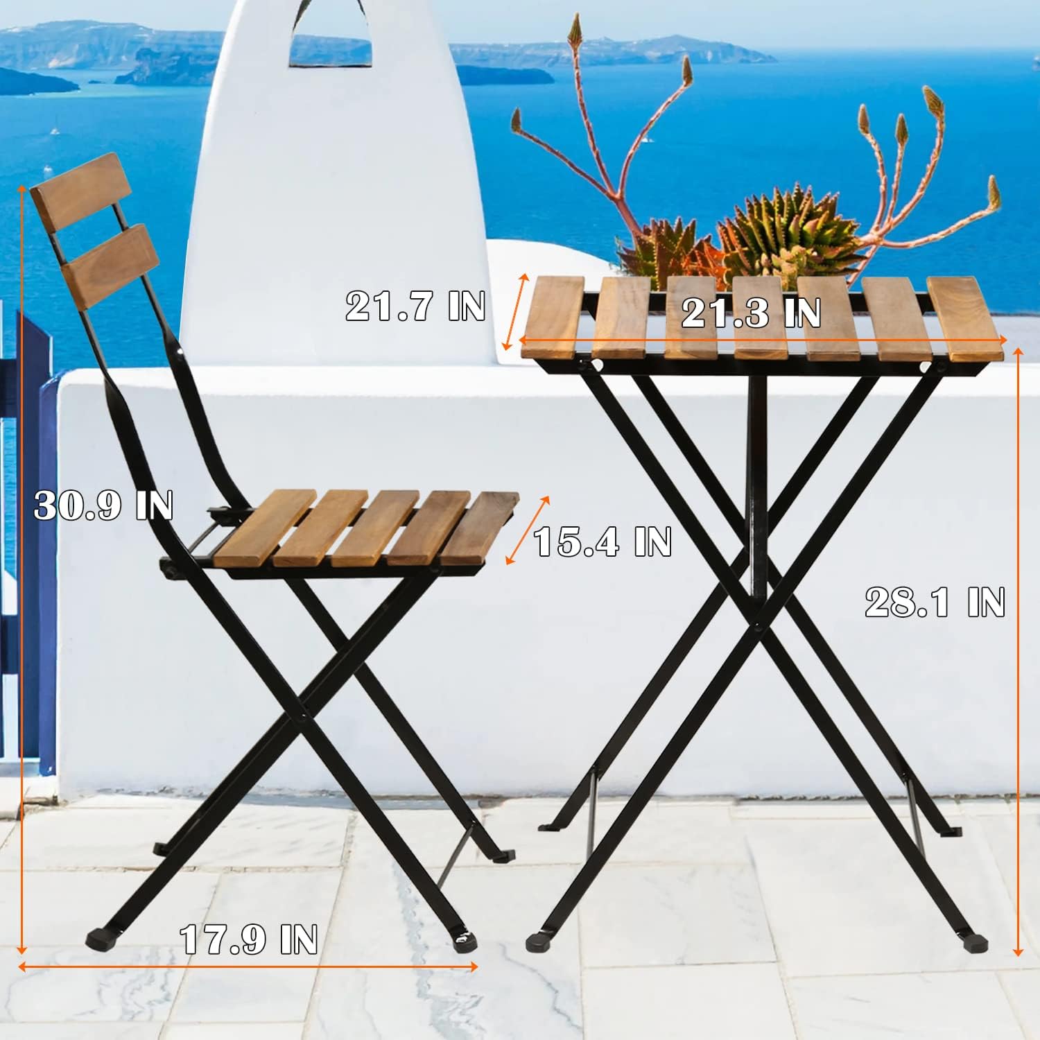طقم بيسترو خشبي طبيعي قابل للط - مراجعة Outdoor Furniture Wood وسعره