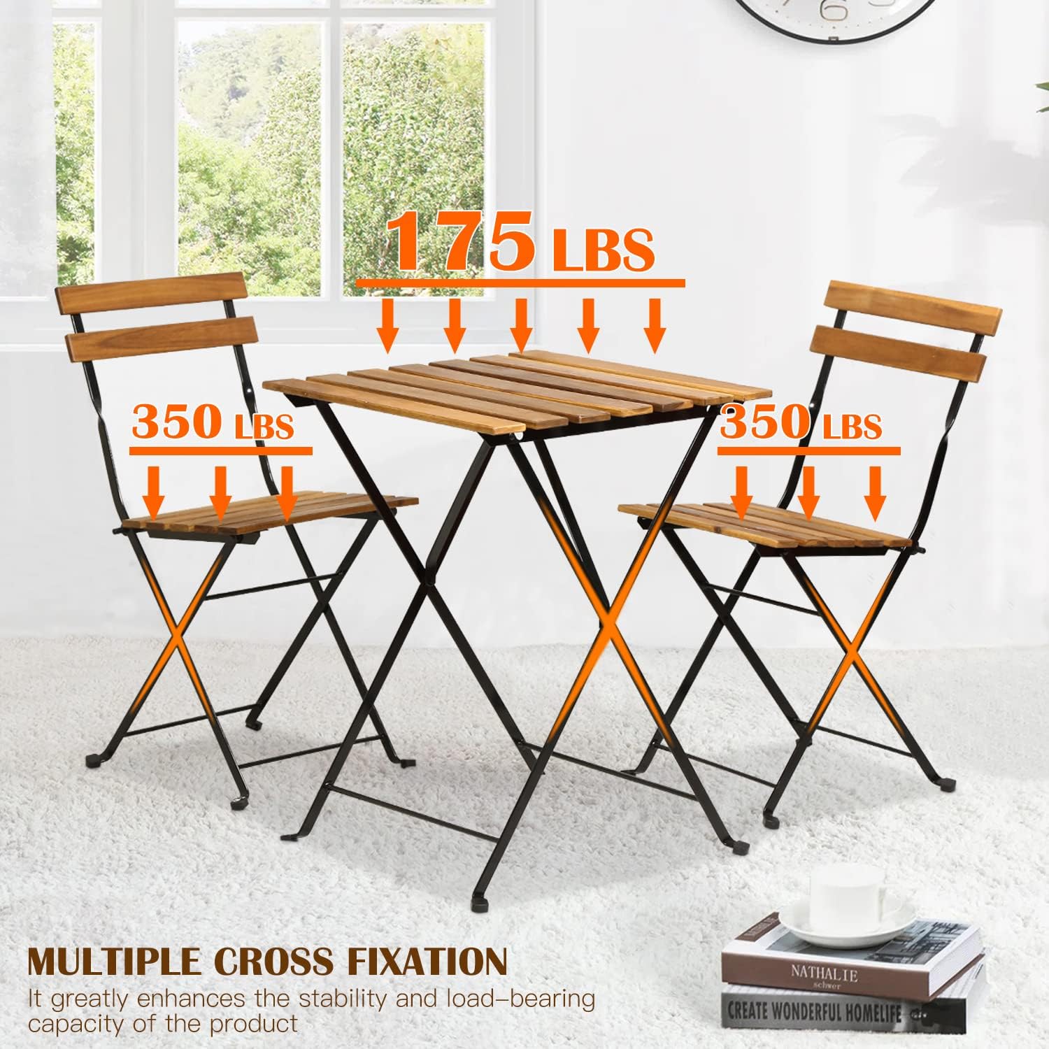 طقم بيسترو خشبي طبيعي قابل للط - مراجعة Outdoor Furniture Wood وسعره