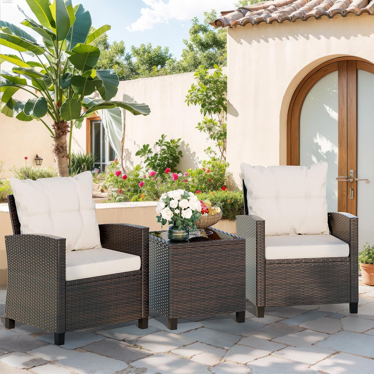 طقم بيسترو من الخيزران المضغوط - مراجعة Outdoor Furniture Cushions وسعره