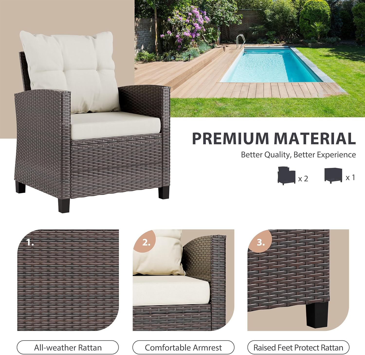 طقم بيسترو من الخيزران المضغوط - مراجعة Outdoor Furniture Cushions وسعره