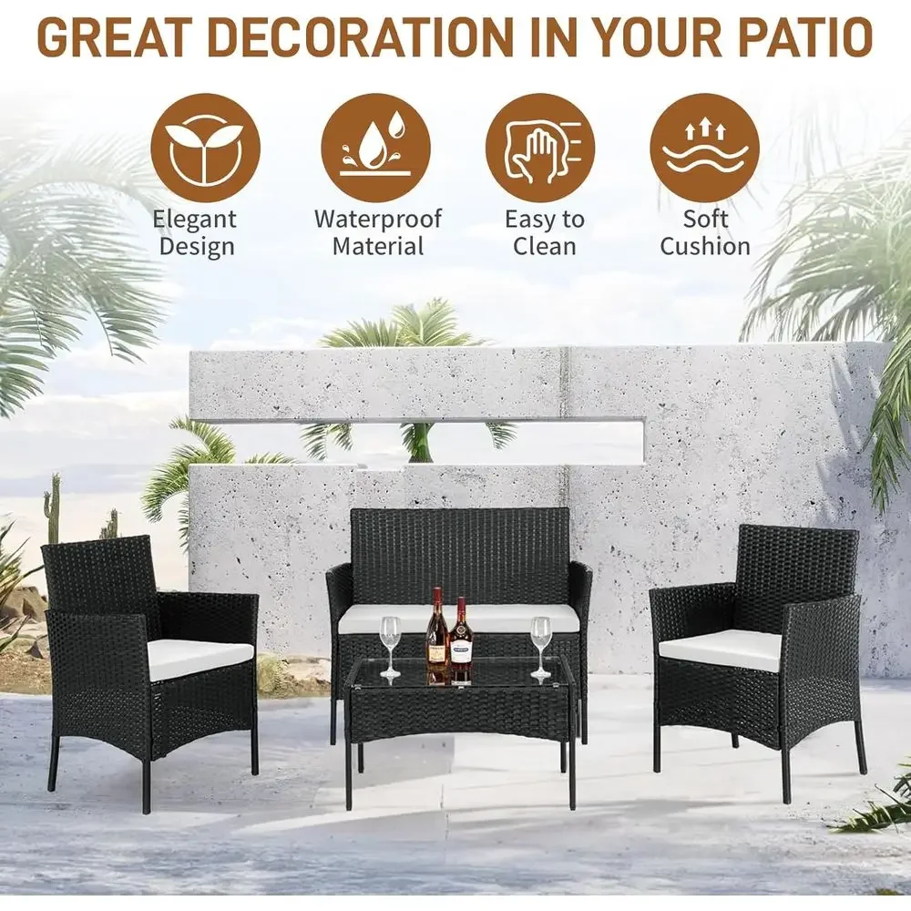 طقم أثاث خارجي مكون من 4 قطع:  - مراجعة Outdoor Furniture Loveseat وسعره