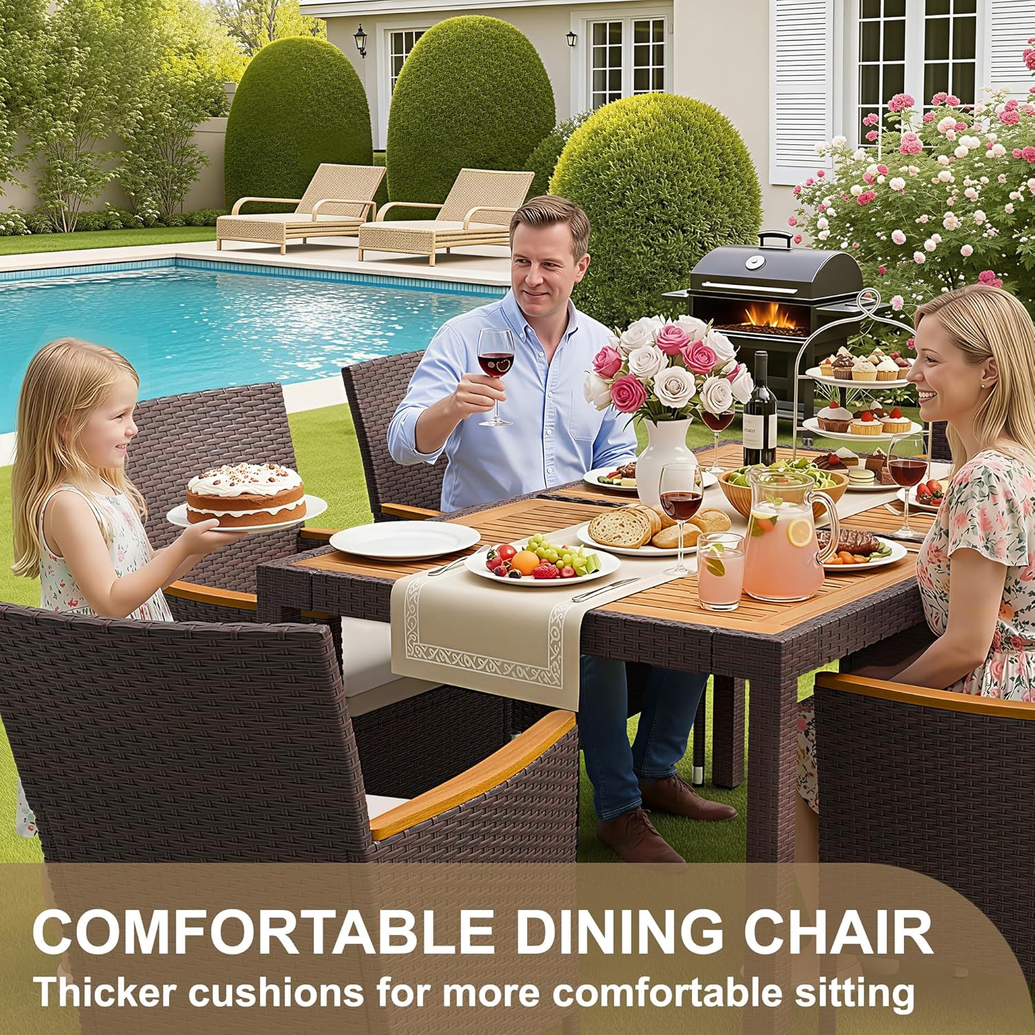 طقم طعام خارجي مكون من 7 قطع،  - مراجعة Outdoor Furniture Dining Set وسعره