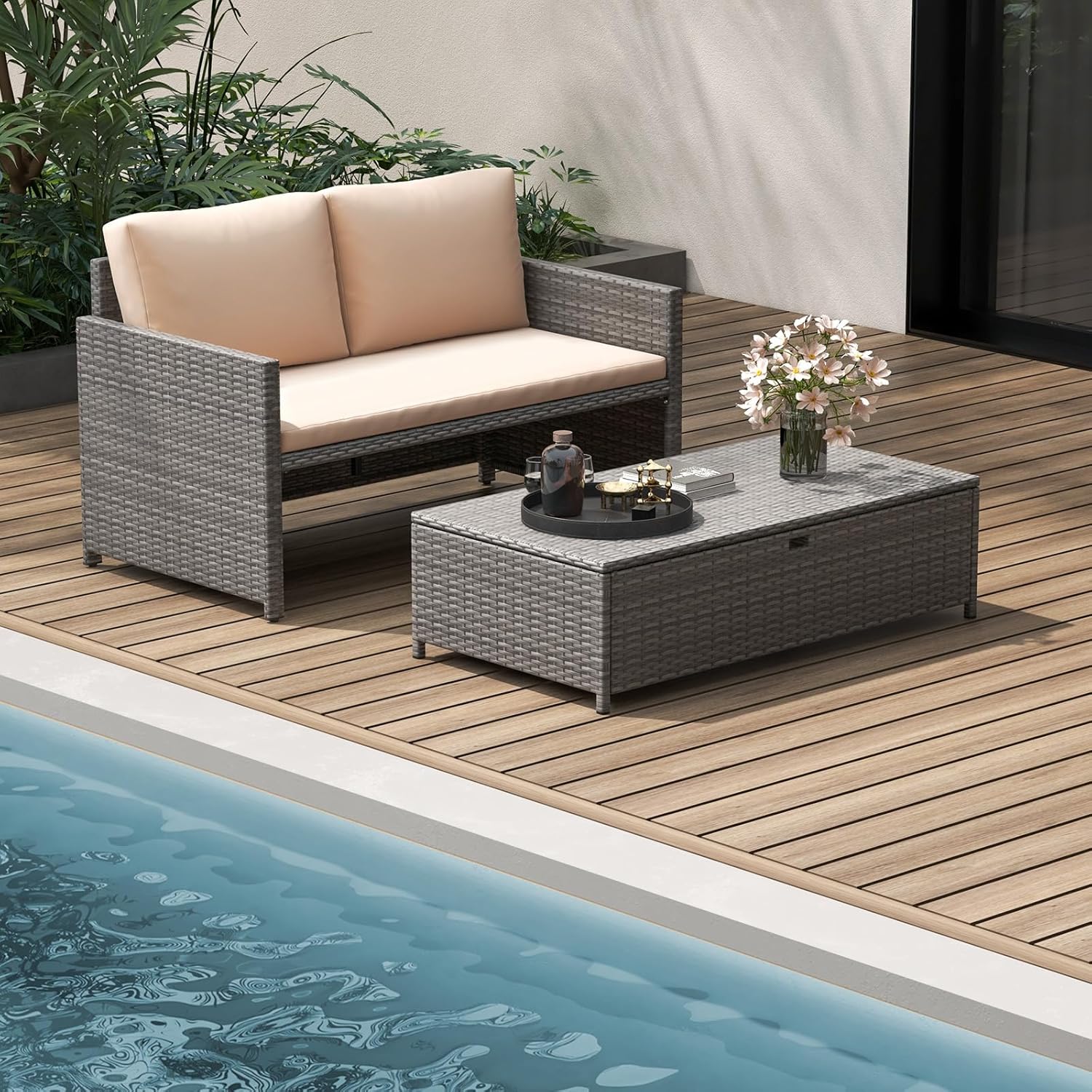 سرير نهاري من الخوص للفناء الخ - مراجعة Outdoor Furniture Loveseat وسعره