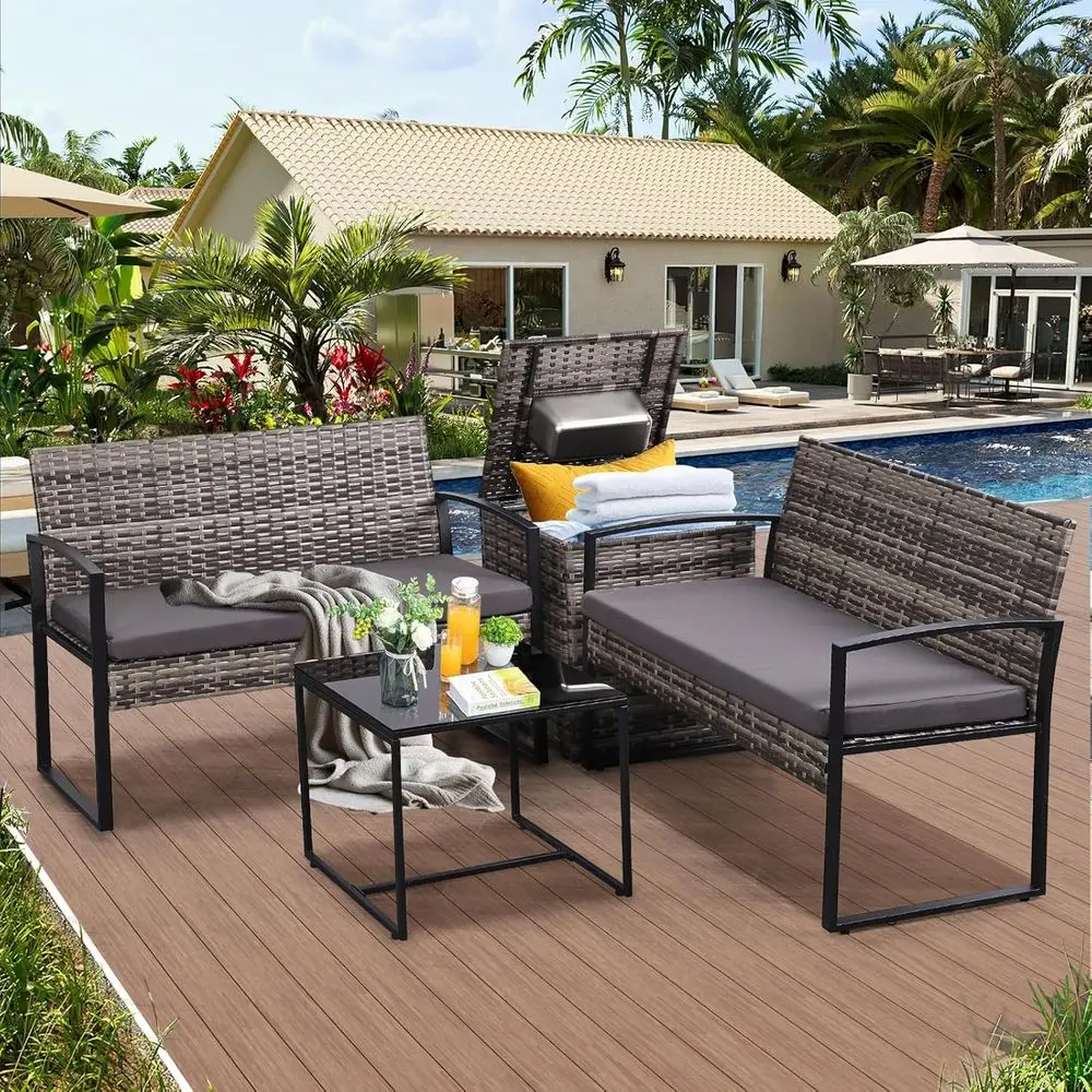 طقم أثاث خارجي مكون من 4 قطع م - مراجعة Outdoor Furniture Loveseat وسعره
