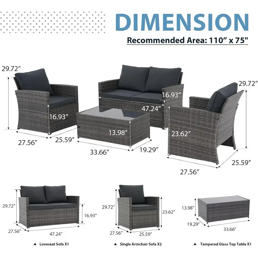 طقم أثاث خارجي مكون من 4 قطع،  - مراجعة Outdoor Furniture Loveseat وسعره