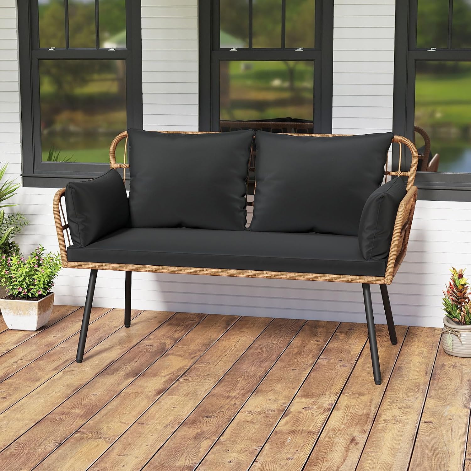 أريكة خارجية من الراتان بمقعدي - مراجعة Outdoor Furniture Loveseat وسعره