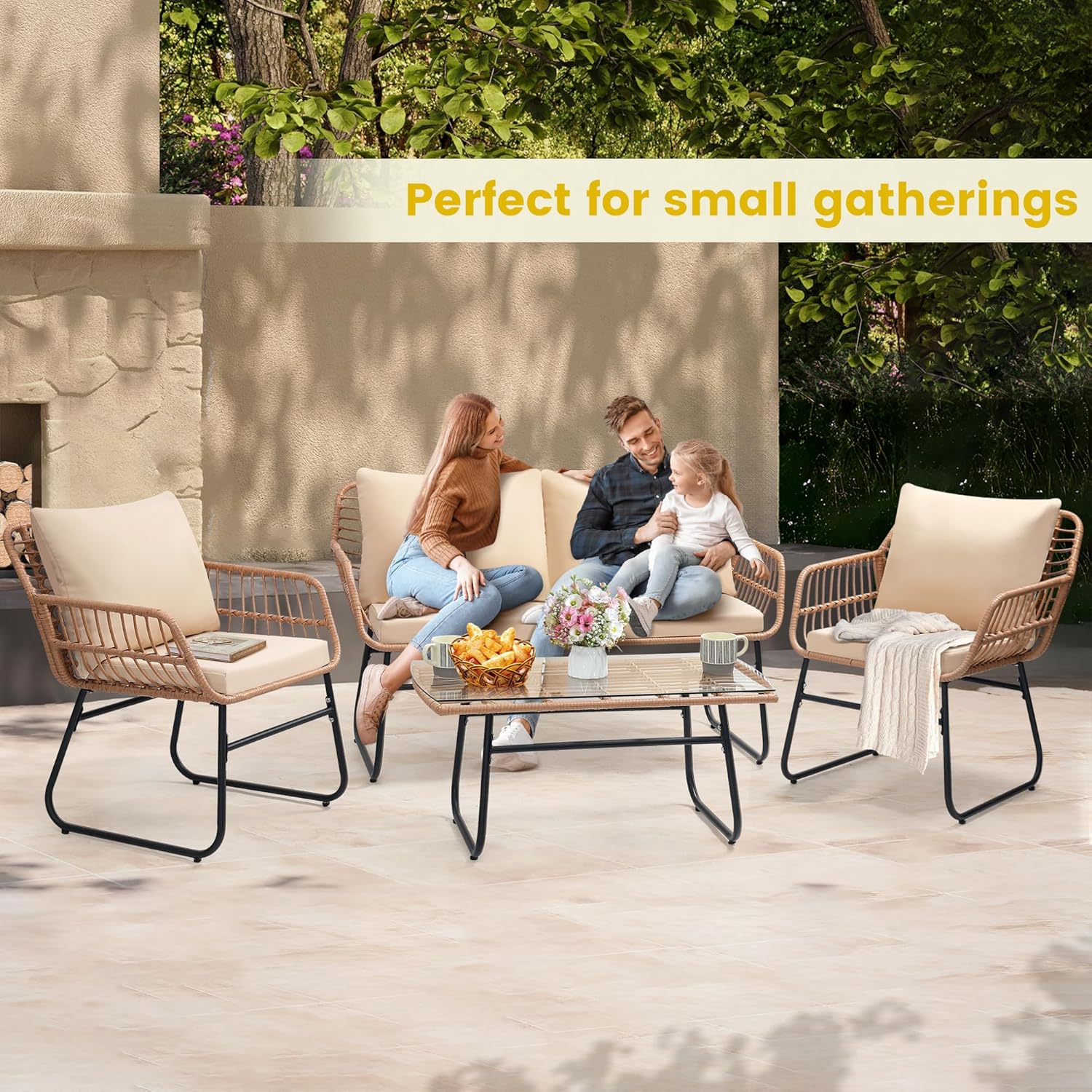 طقم أثاث خارجي من 4 قطع، أريكة - مراجعة Outdoor Furniture On Sale وسعره