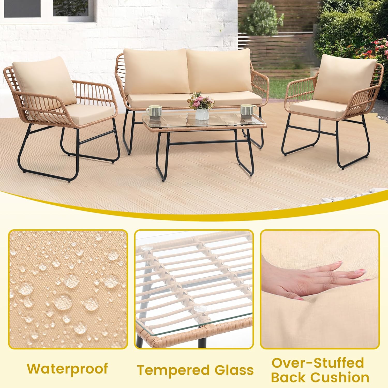 طقم أثاث خارجي من 4 قطع، أريكة - مراجعة Outdoor Furniture On Sale وسعره
