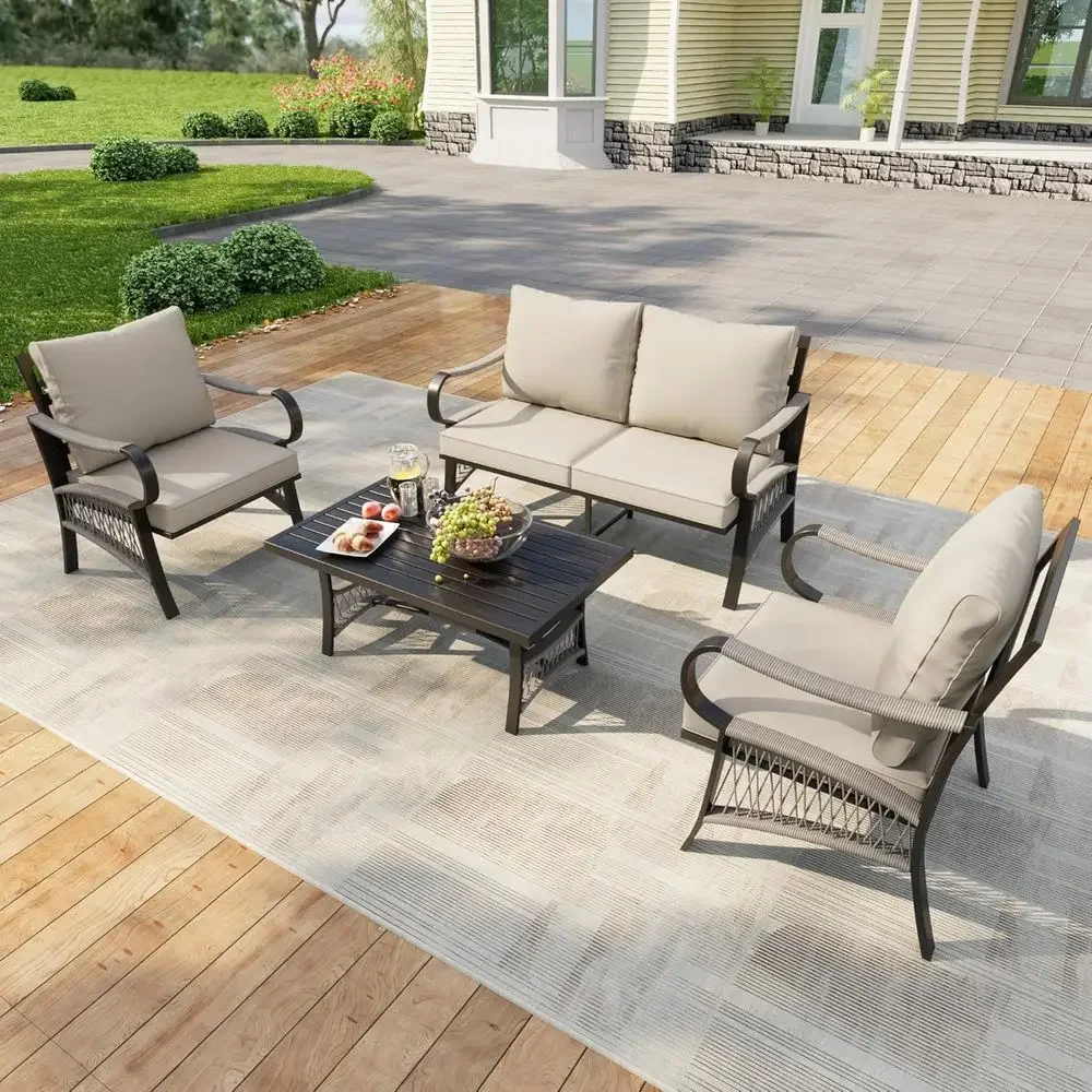 طقم أثاث خارجي معدني مكون من 4 - مراجعة Outdoor Furniture Loveseat وسعره