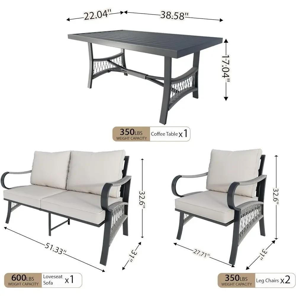 طقم أثاث خارجي معدني مكون من 4 - مراجعة Outdoor Furniture Loveseat وسعره