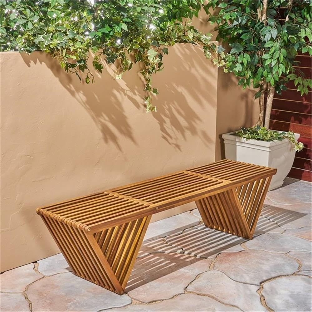 مقعد خشبي خارجي من خشب الأكاسي - مراجعة Outdoor Furniture Bench وسعره