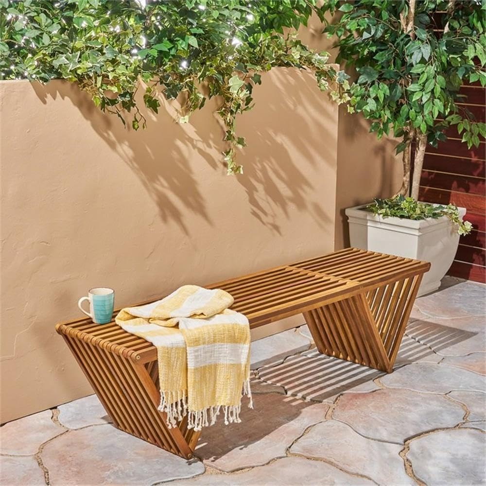 مقعد خشبي خارجي من خشب الأكاسي - مراجعة Outdoor Furniture Bench وسعره